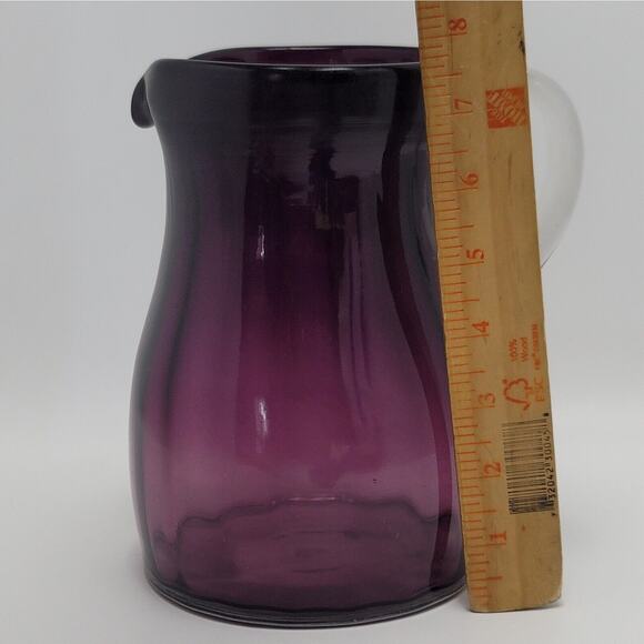 Amethyst Glass Pitcher Purple Lemonade Water JugWith Clear Handle - Picture 2 of 15